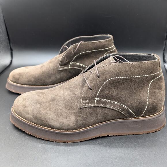 Donald Pliner Boots Mens 8 Dark Brown Oily Suede Hamilton Lace up booties Career - Picture 1 of 11